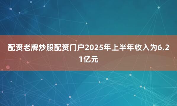配资老牌炒股配资门户2025年上半年收入为6.21亿元